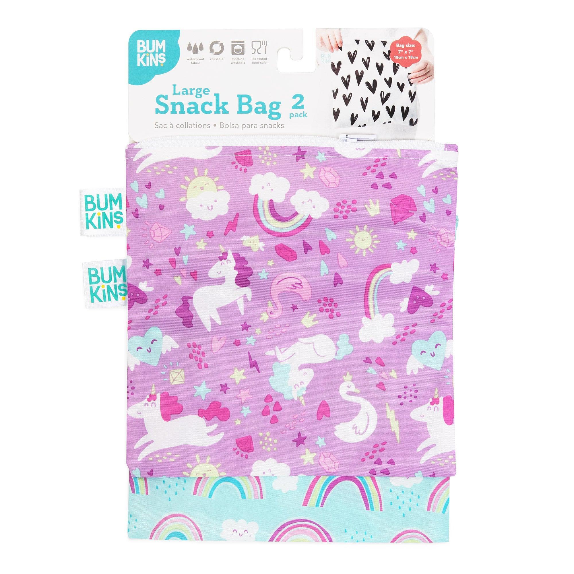 Reusable Snack Bag, Large 2-Pack: Rainbows & Unicorns