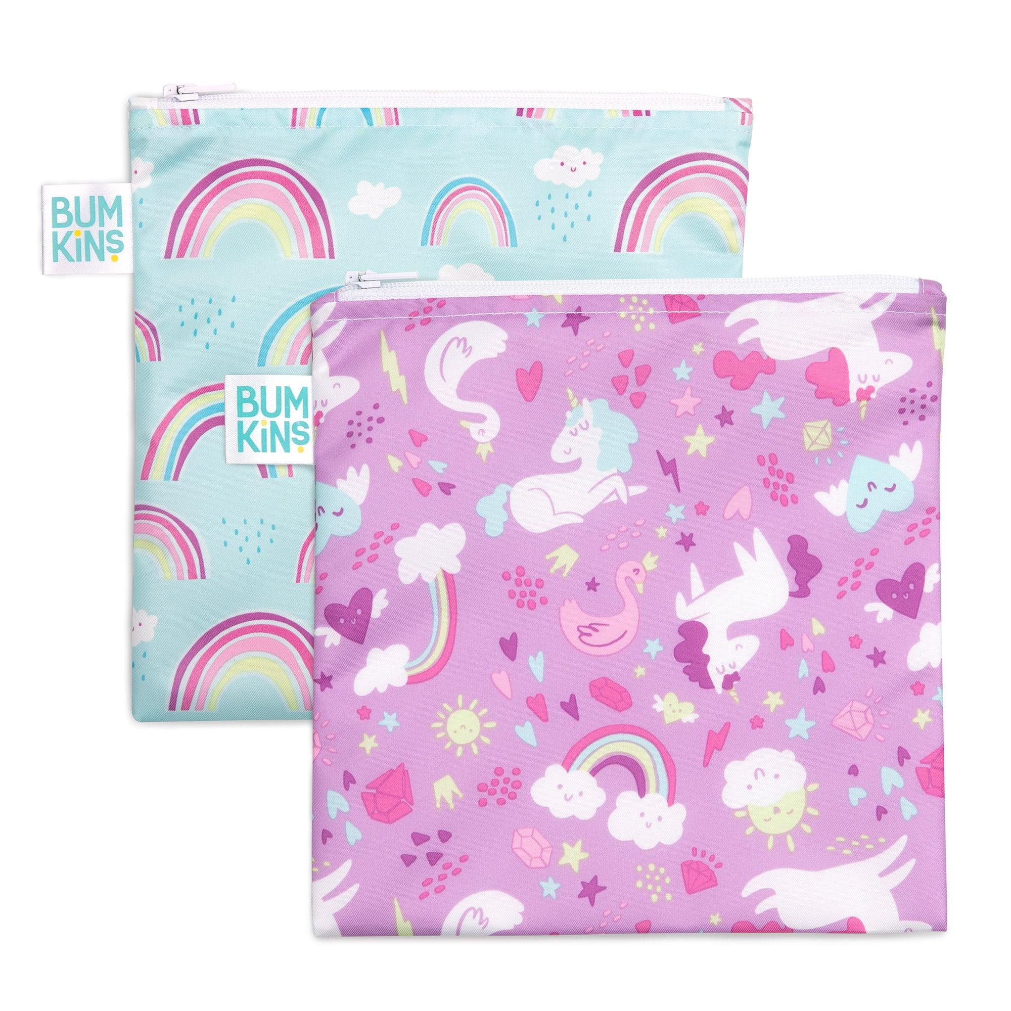 Reusable Snack Bag, Large 2-Pack: Rainbows & Unicorns