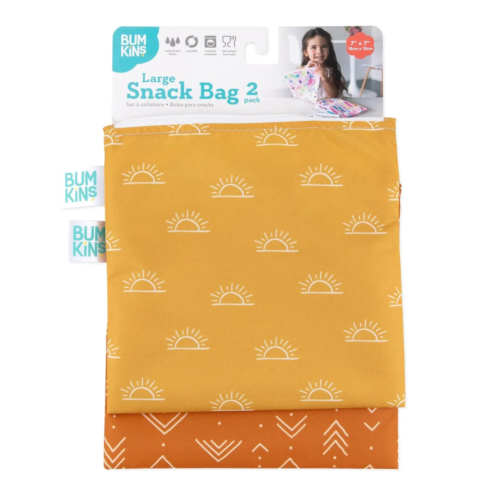 Reusable Snack Bag, Large 2-Pack: Sunshine and Grounded