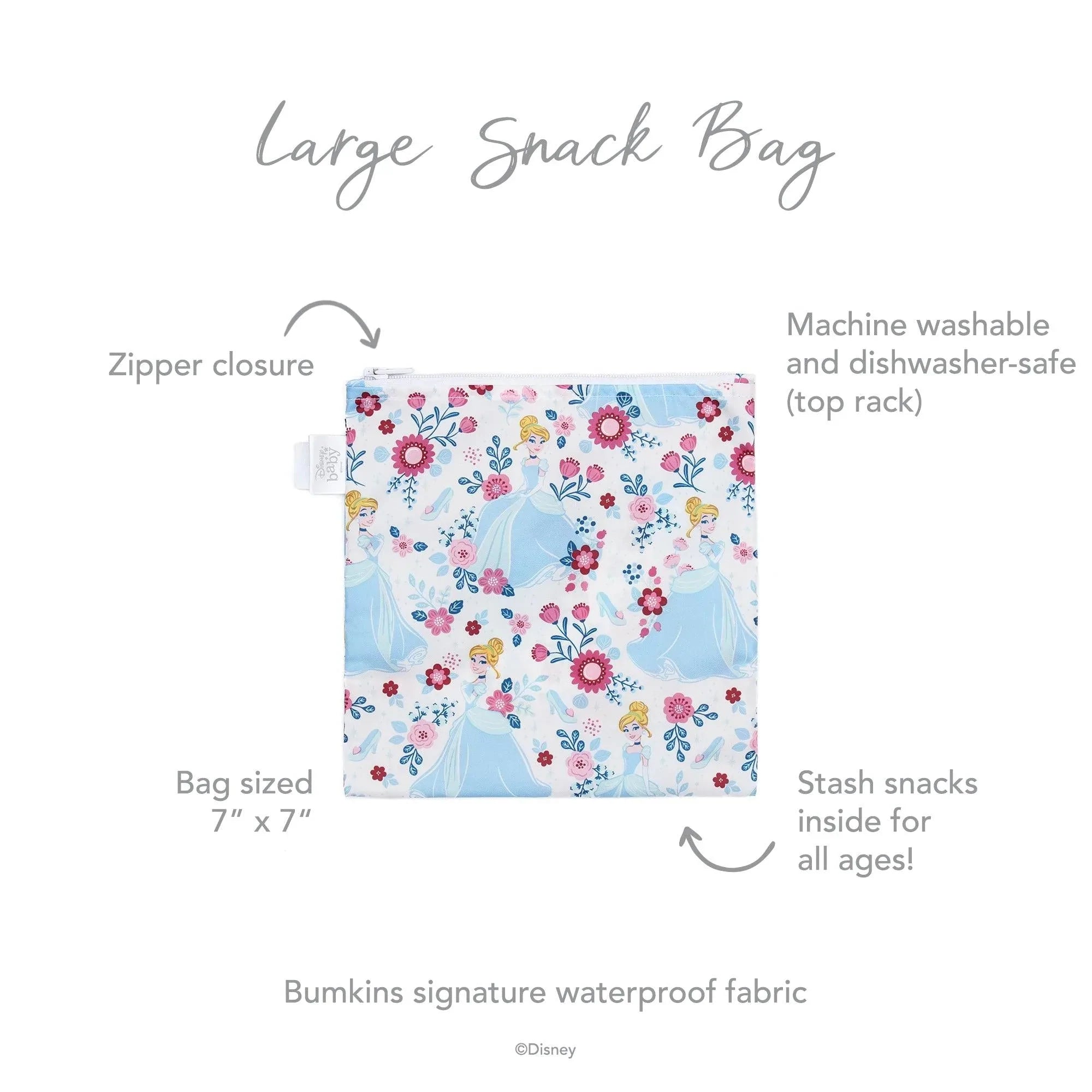 Reusable Snack Bag, Large: Cinderella