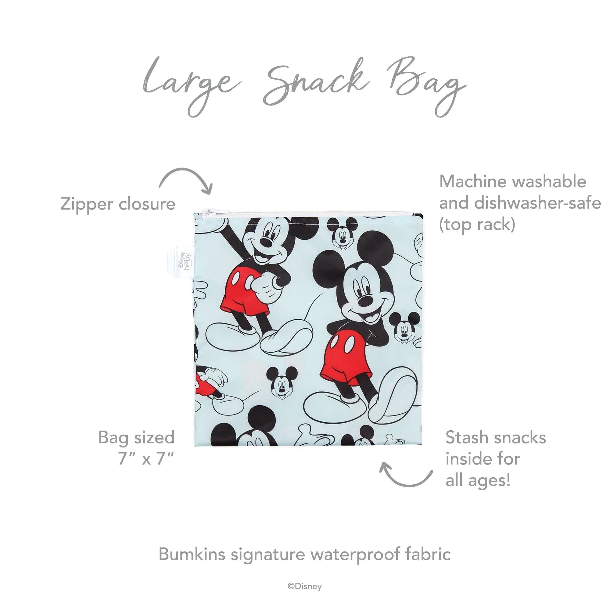 Reusable Snack Bag, Large: Mickey Mouse