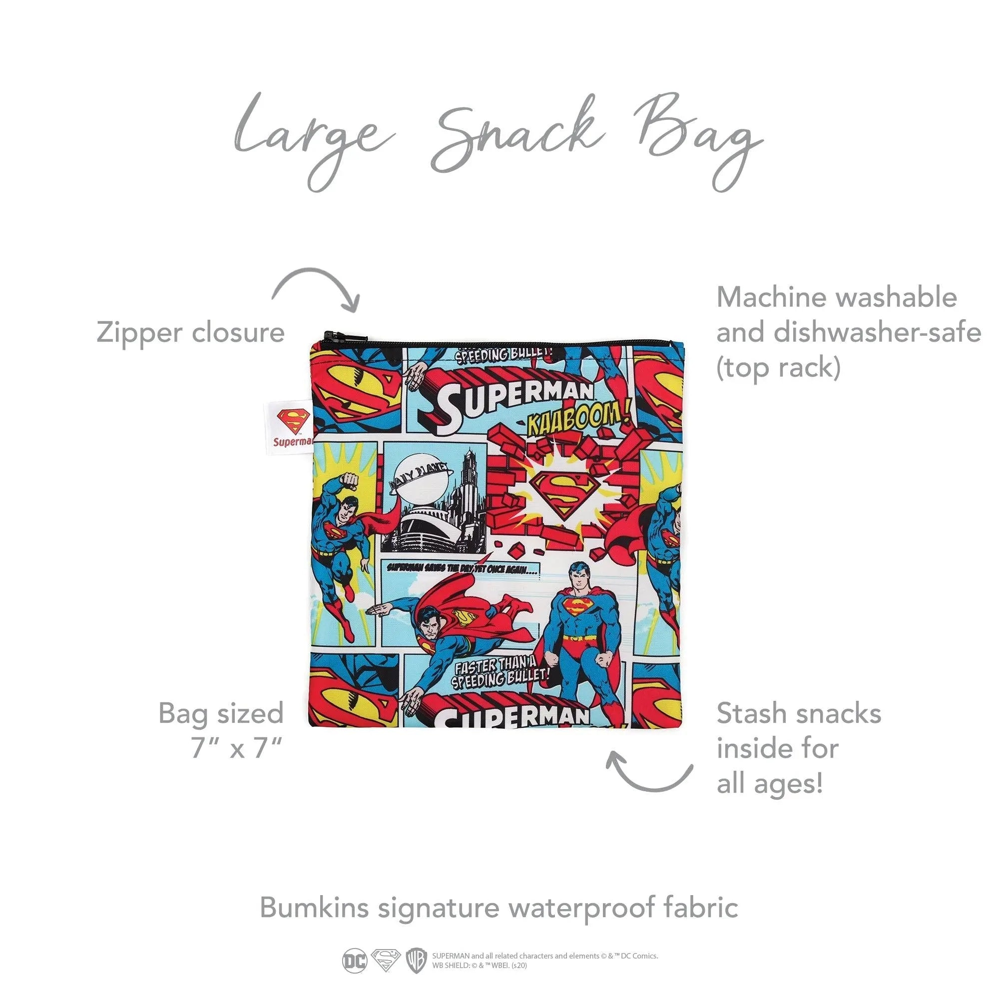 Reusable Snack Bag, Large: Superman