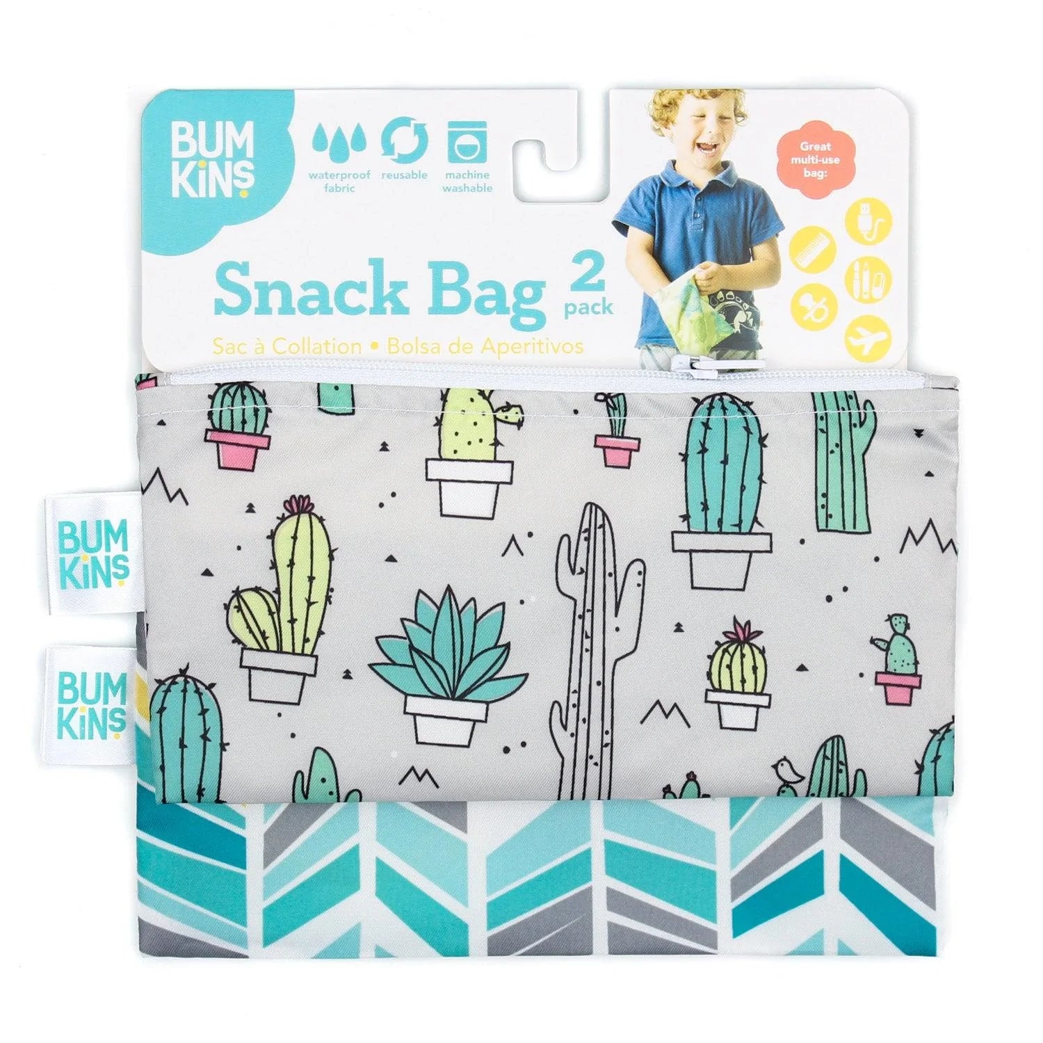 Reusable Snack Bag, Small 2-Pack: Quill & Cacti