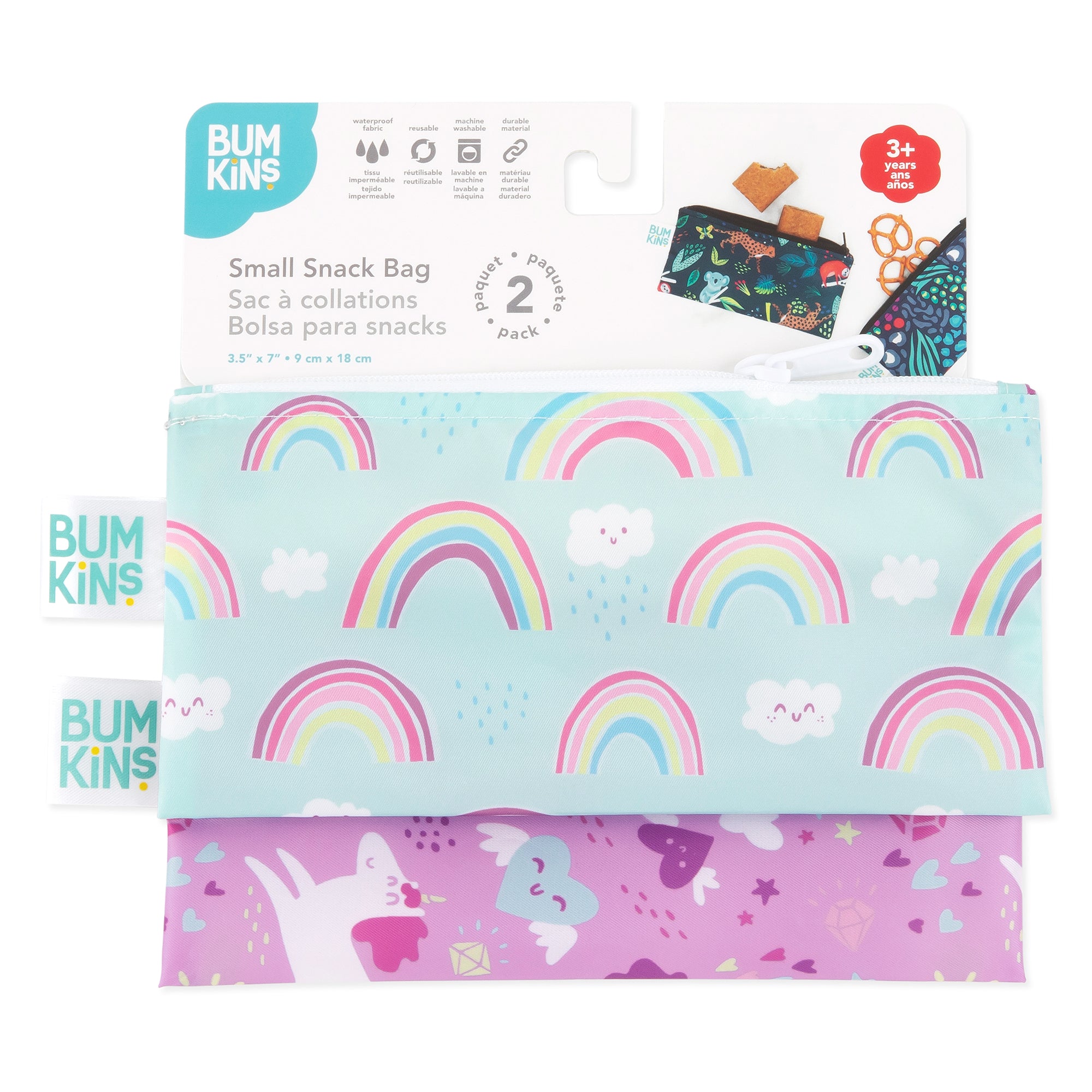 Reusable Snack Bag, Small 2-Pack: Rainbows & Unicorns