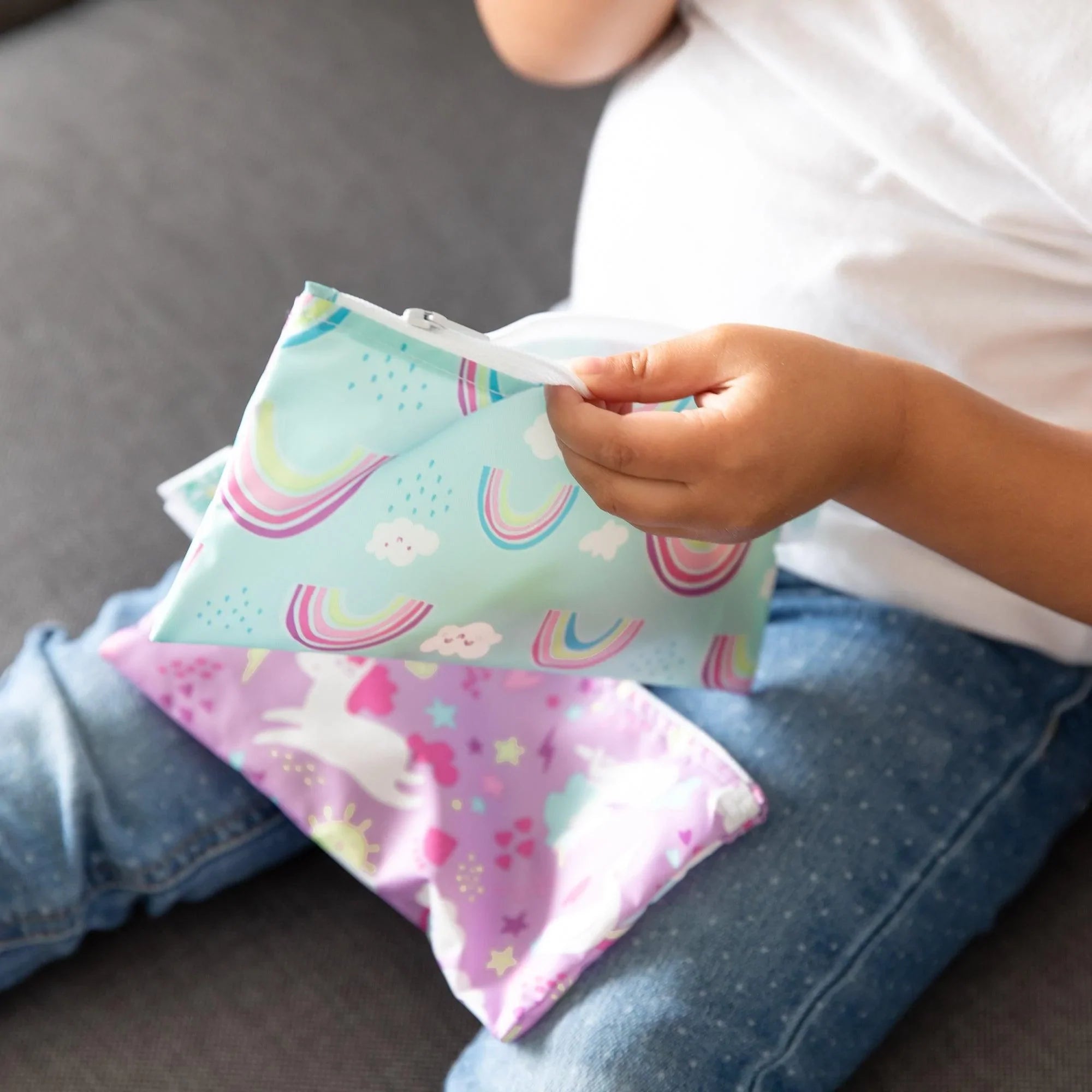 Reusable Snack Bag, Small 2-Pack: Rainbows & Unicorns