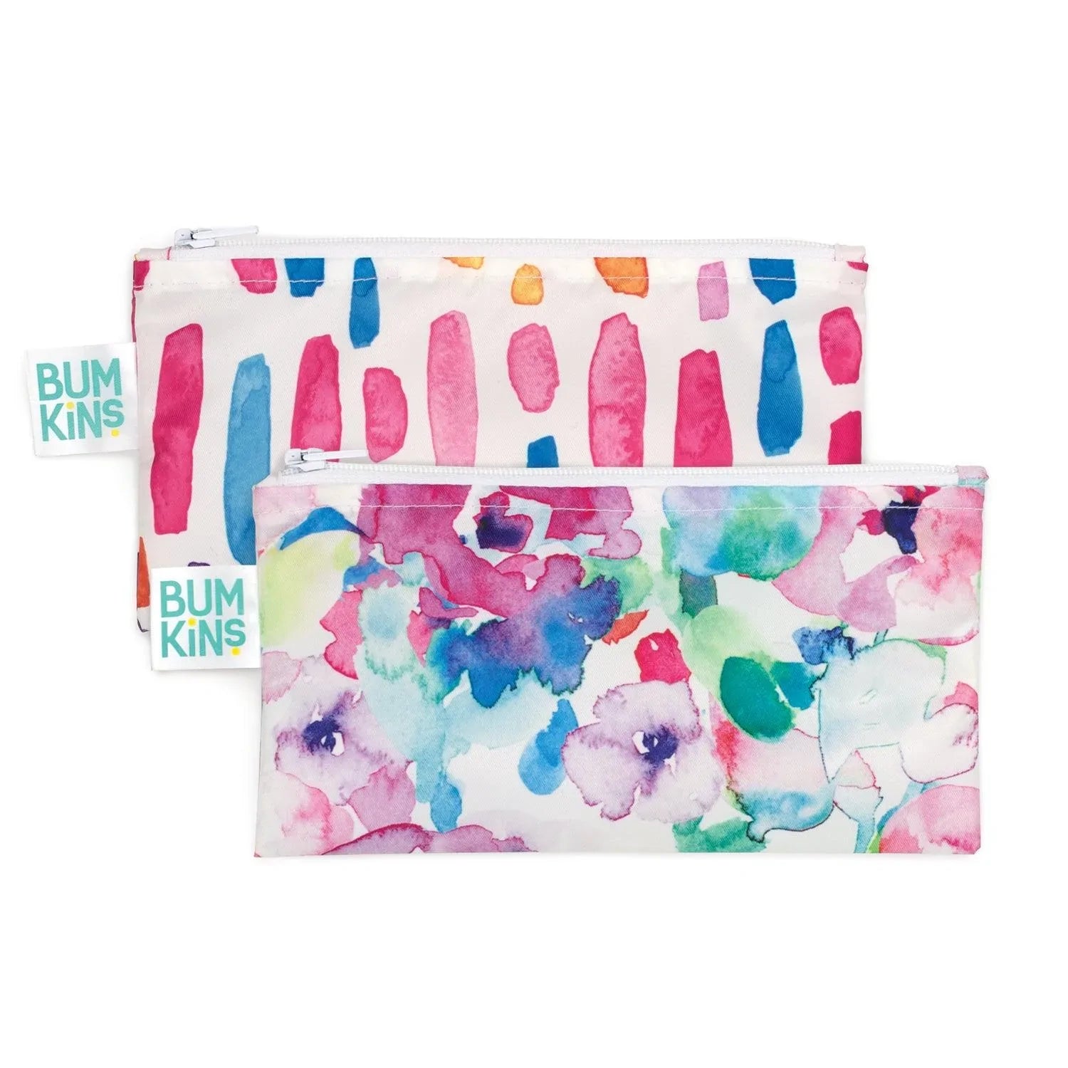 Reusable Snack Bag, Small 2-Pack: Watercolor & Brush Strokes