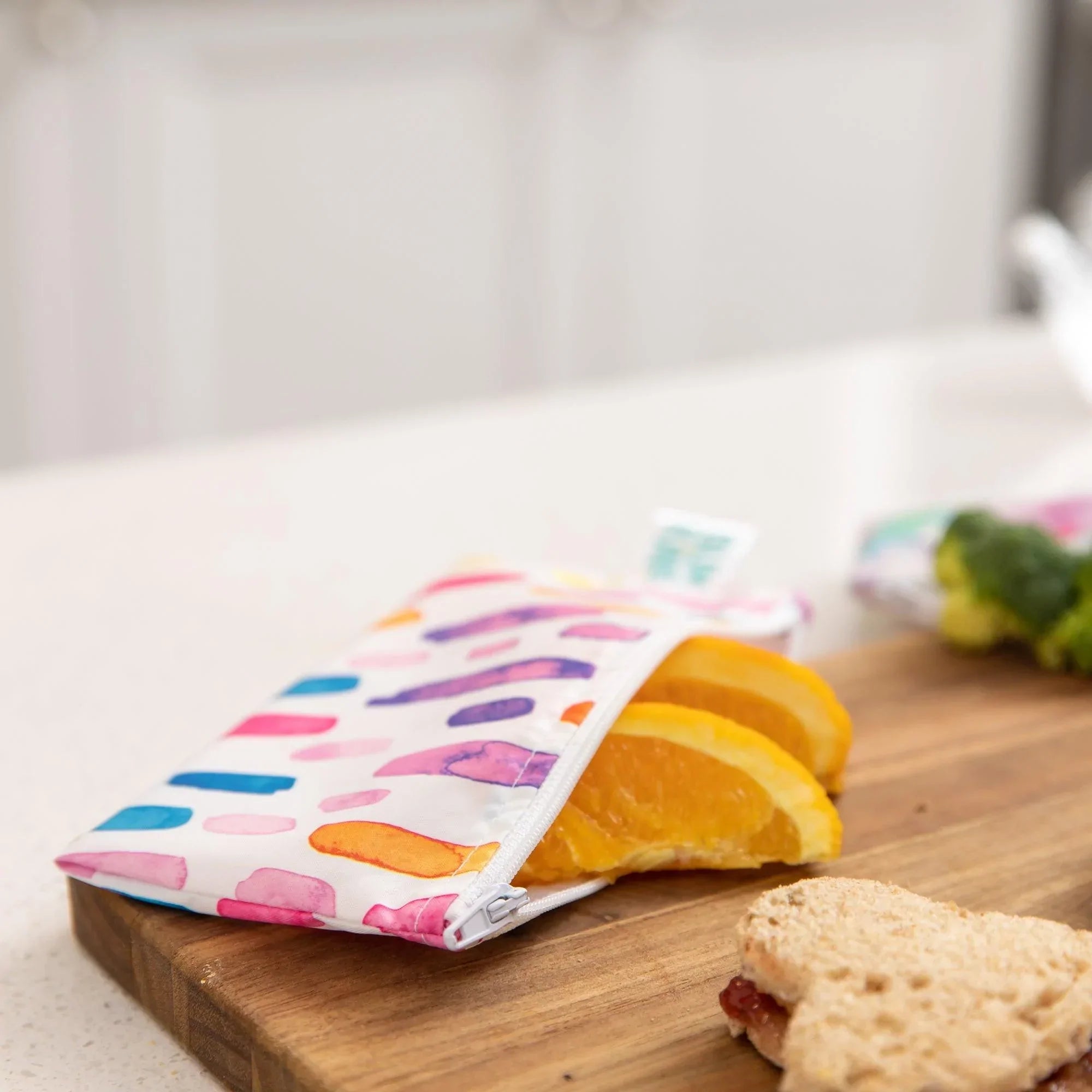 Reusable Snack Bag, Small 2-Pack: Watercolor & Brush Strokes