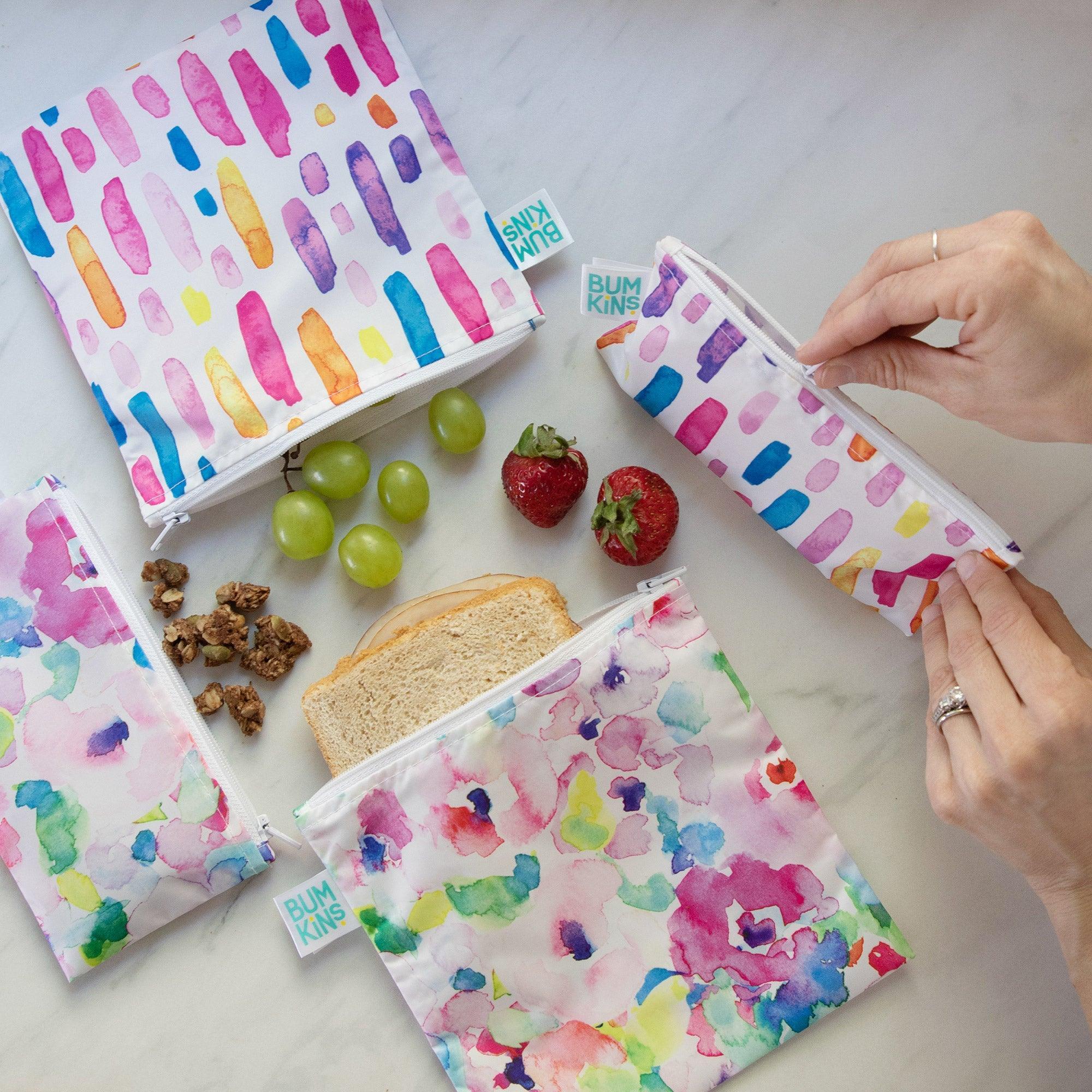 Reusable Snack Bag, Small 2-Pack: Watercolor & Brush Strokes