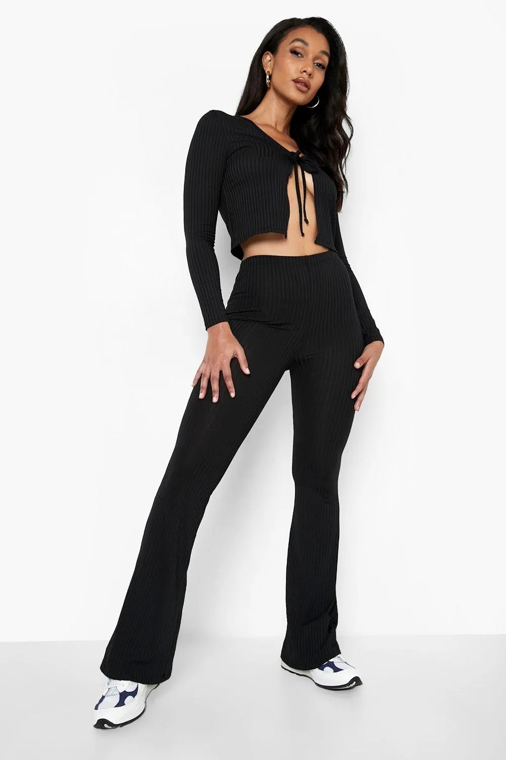 Ribbed Tie Crop & Flares