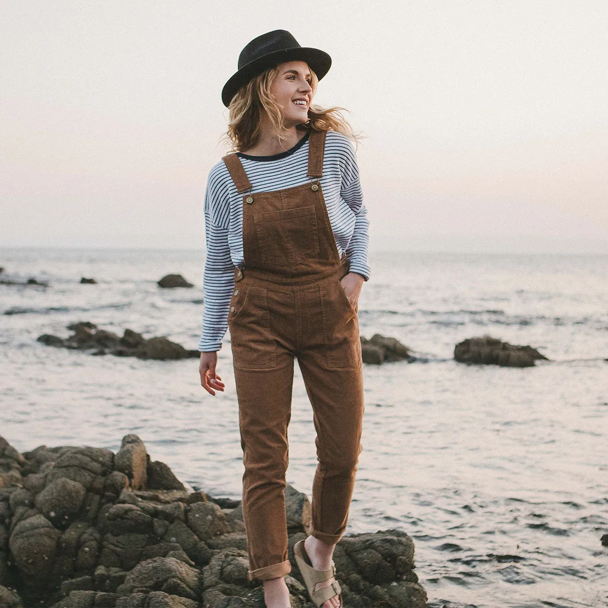 Roamist Cord Dungarees - Coconut