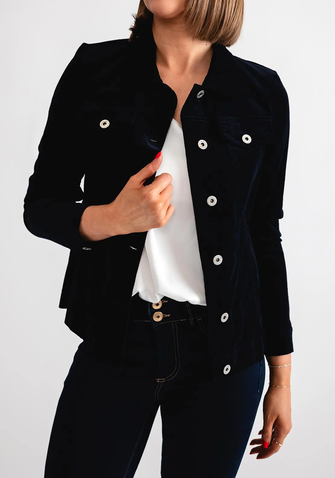 Robell Happy Corduroy Short Jacket, Navy