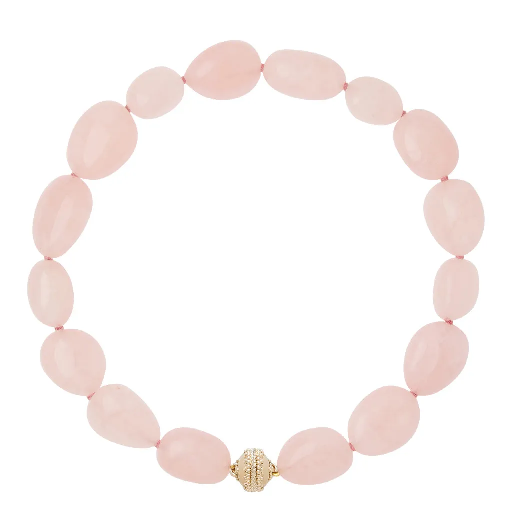 Rose Quartz Smooth Nugget Necklace