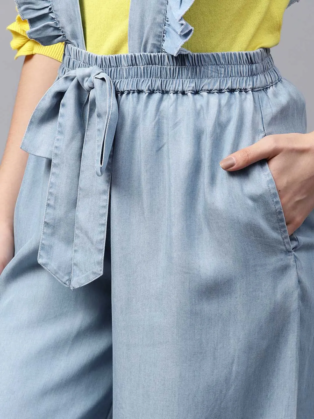 Ruffle Strape Flared Culottes