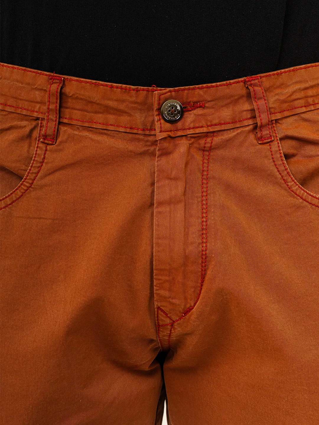 Rust Orange Flared Straight Fit Cargo Pants