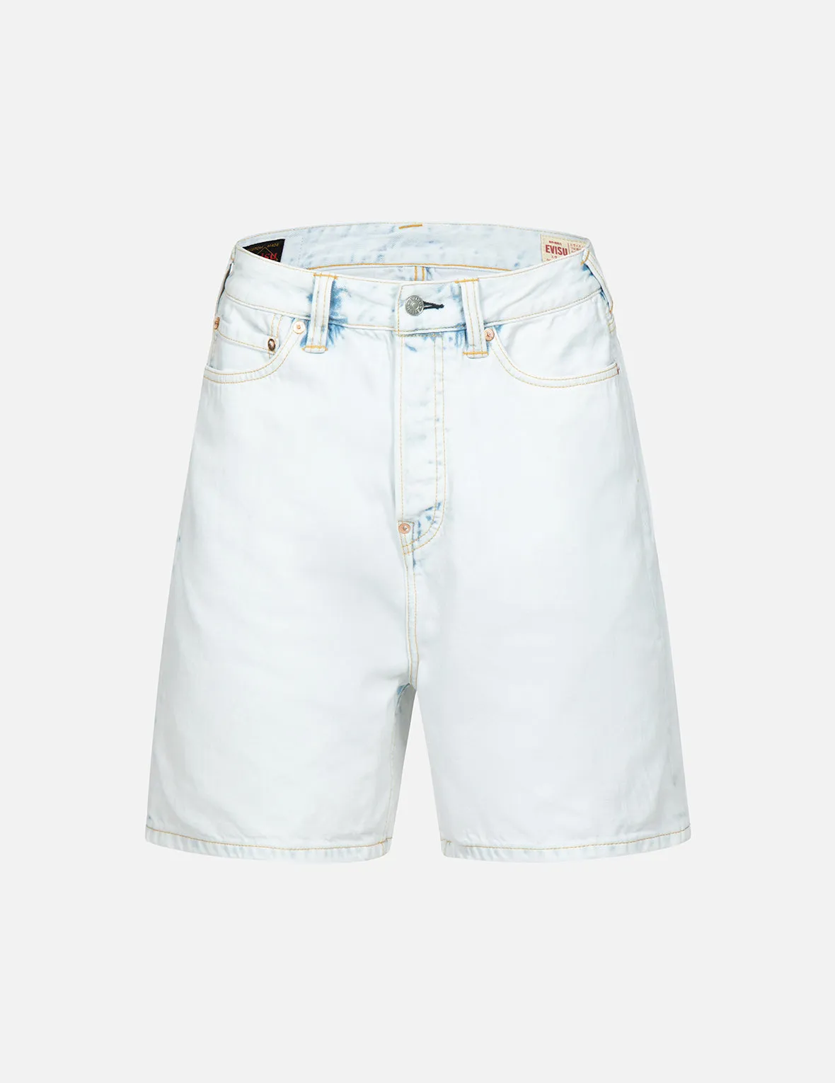 Seagull Embroidery Bleached Denim Shorts