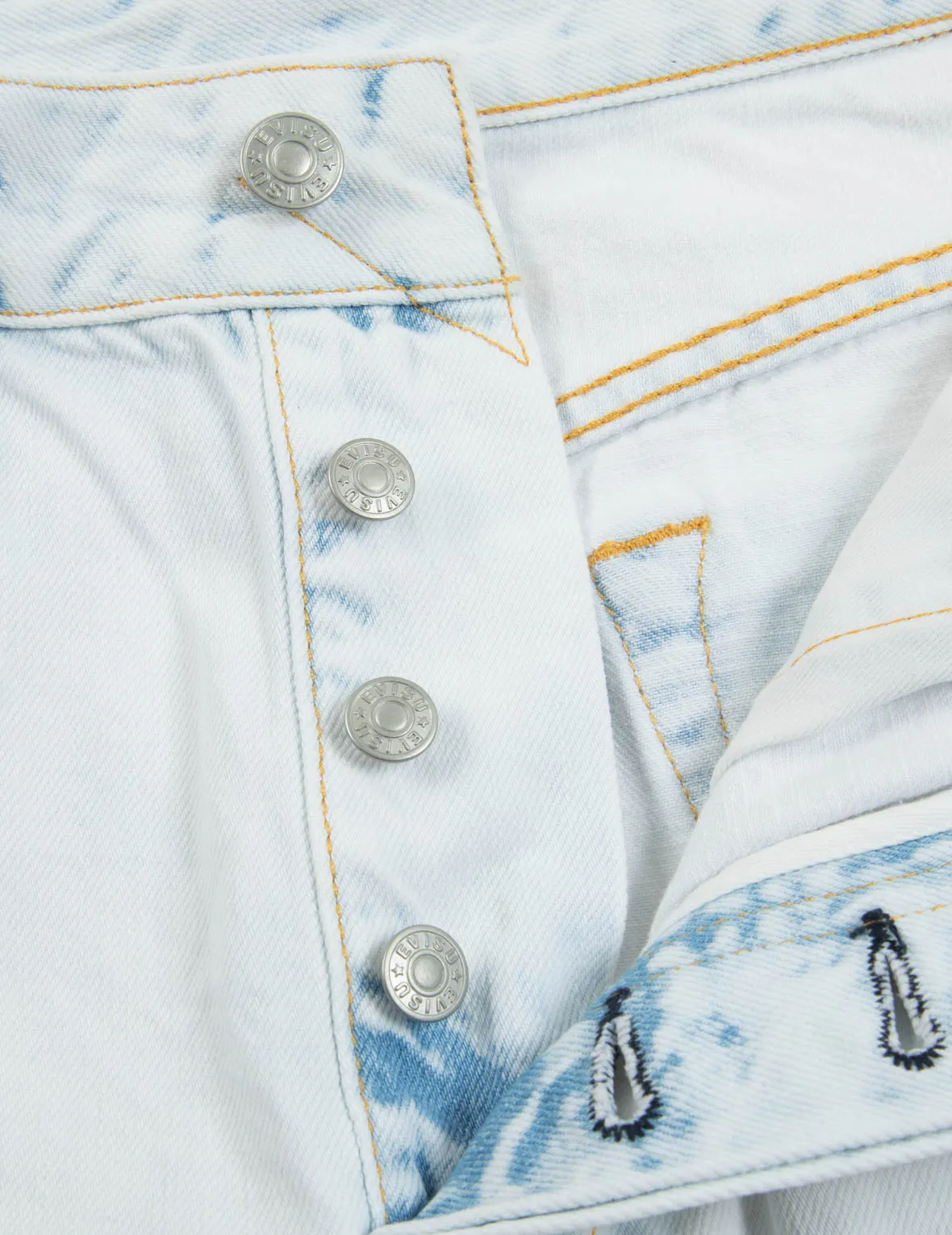 Seagull Embroidery Bleached Denim Shorts