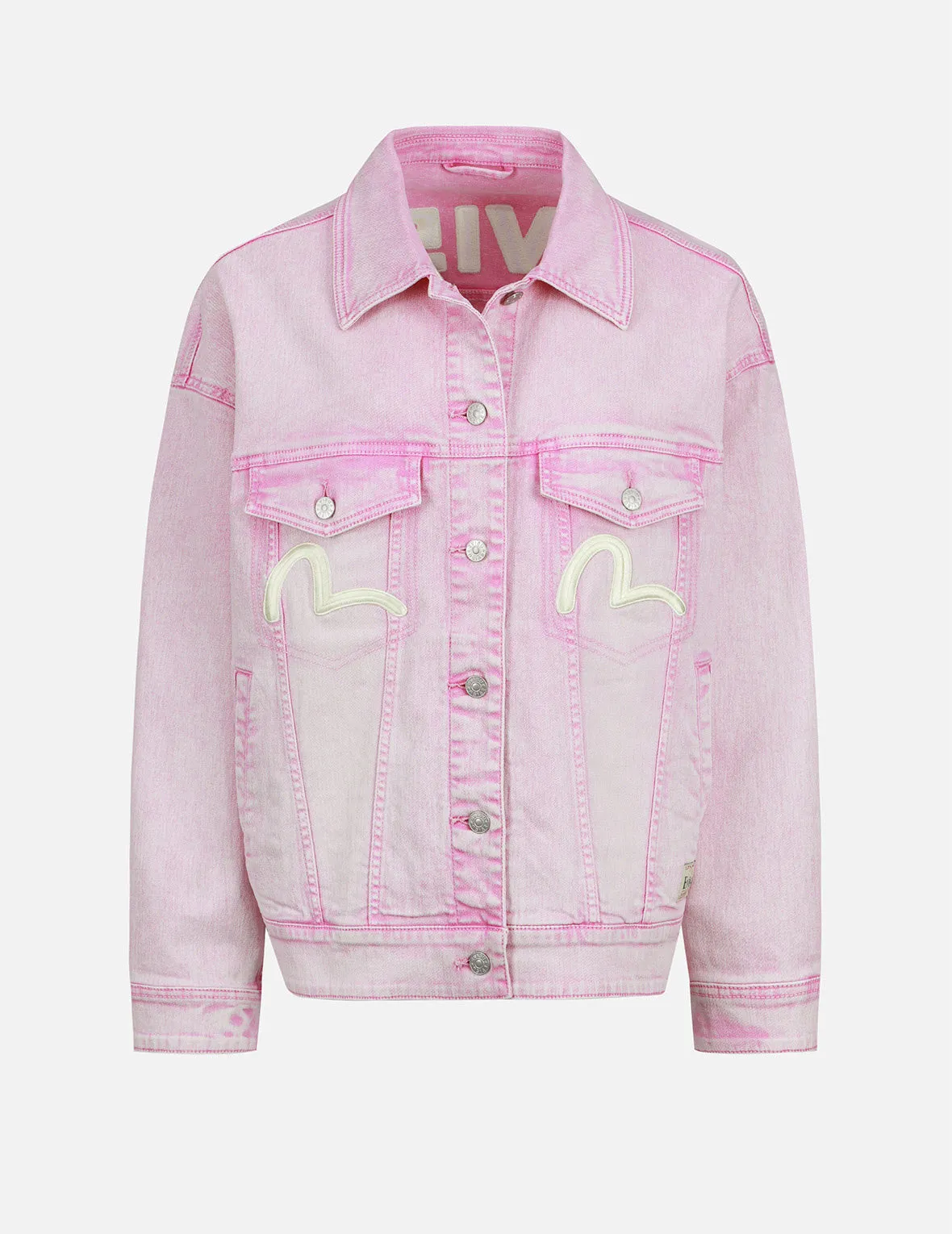 Seagull Embroidery Fuchsia Denim Jacket