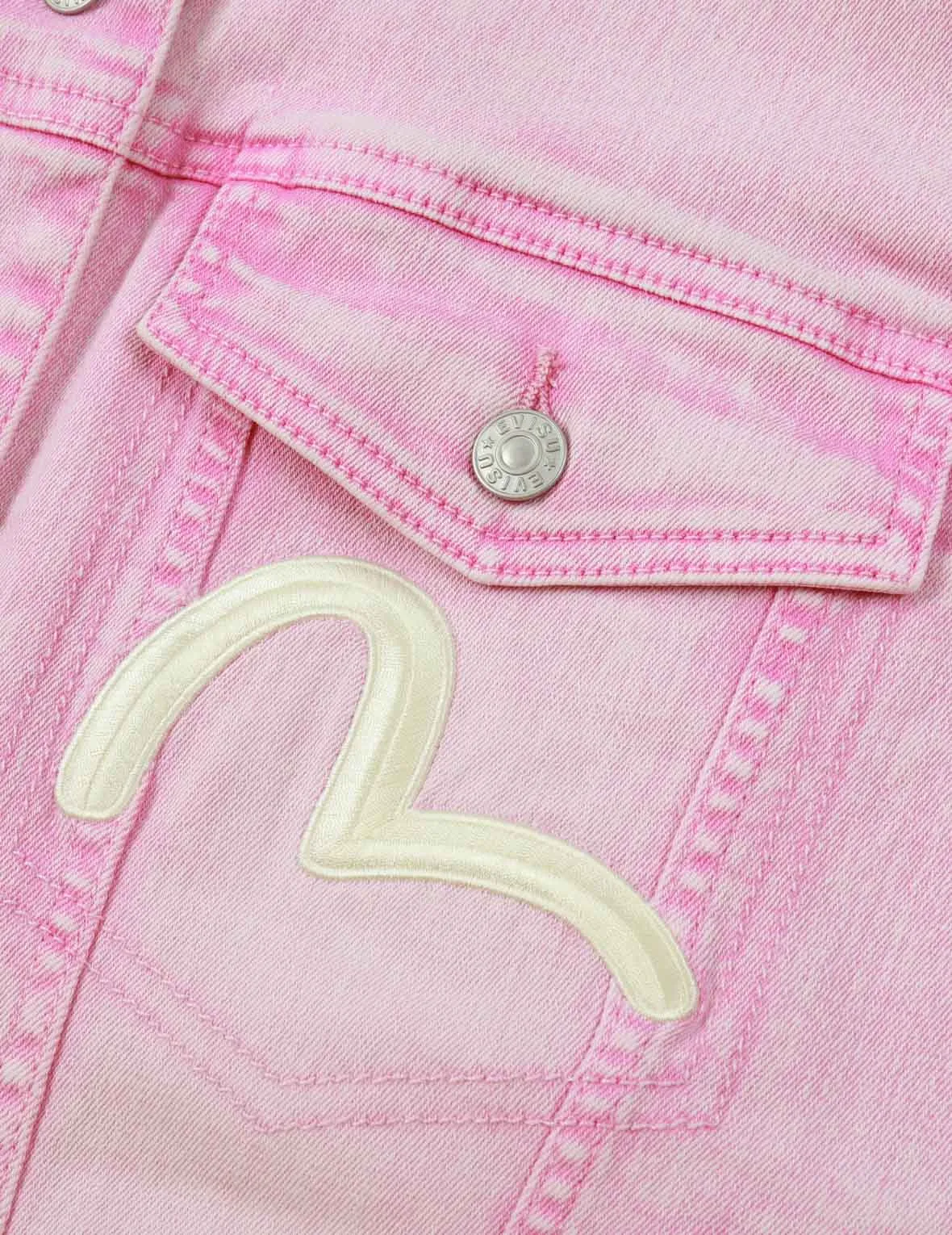 Seagull Embroidery Fuchsia Denim Jacket