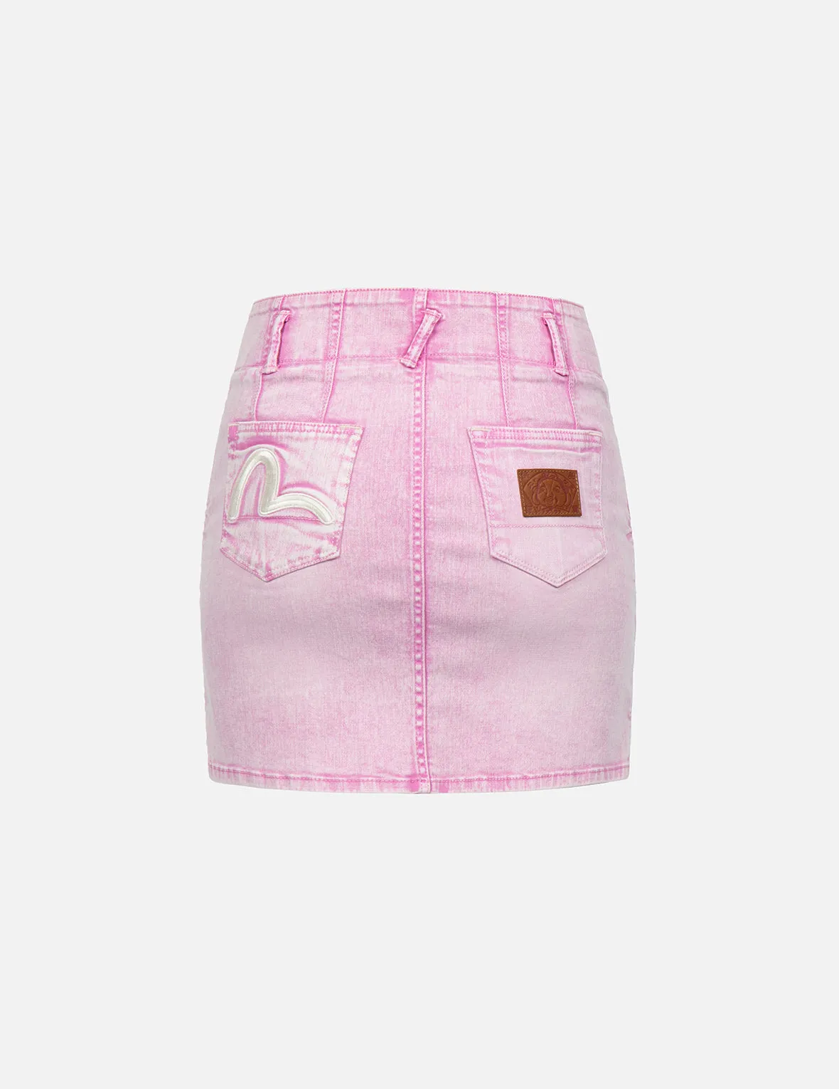 Seagull Embroidery Fuchsia Denim Skirt