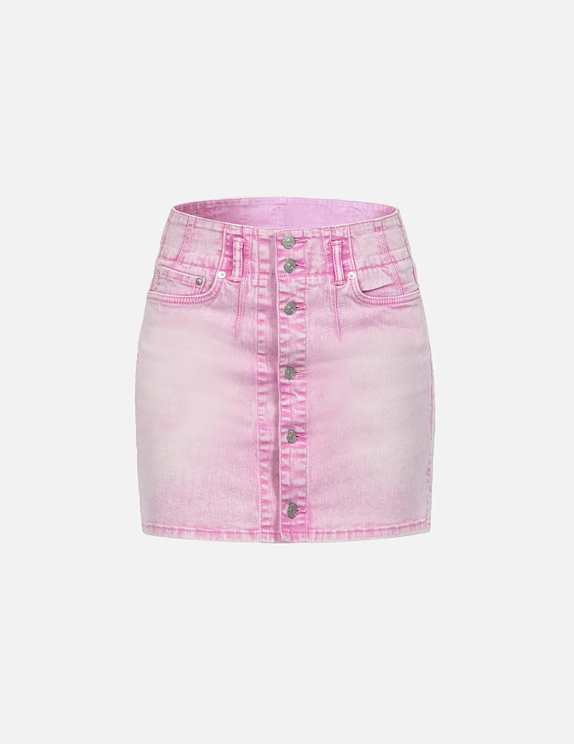 Seagull Embroidery Fuchsia Denim Skirt