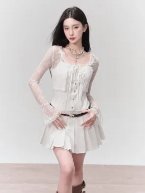 See-Through Lace Flower Flare-Sleeve Bolero Cardigan