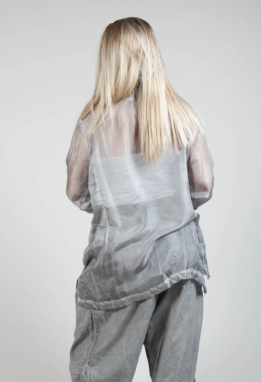 Silk Metallic Blouse in C.Coal 70% Cloud