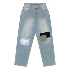 Sinclair Country Patched Denim Jeans Light Wash