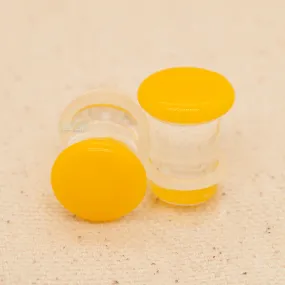 Single-Flared Glass Colorfront Plugs - Yellow (00 ga.)