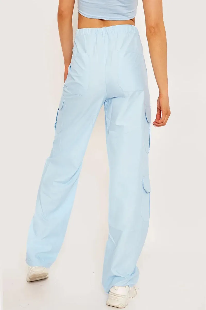 Sky Blue Cargo Flares - Wide Leg