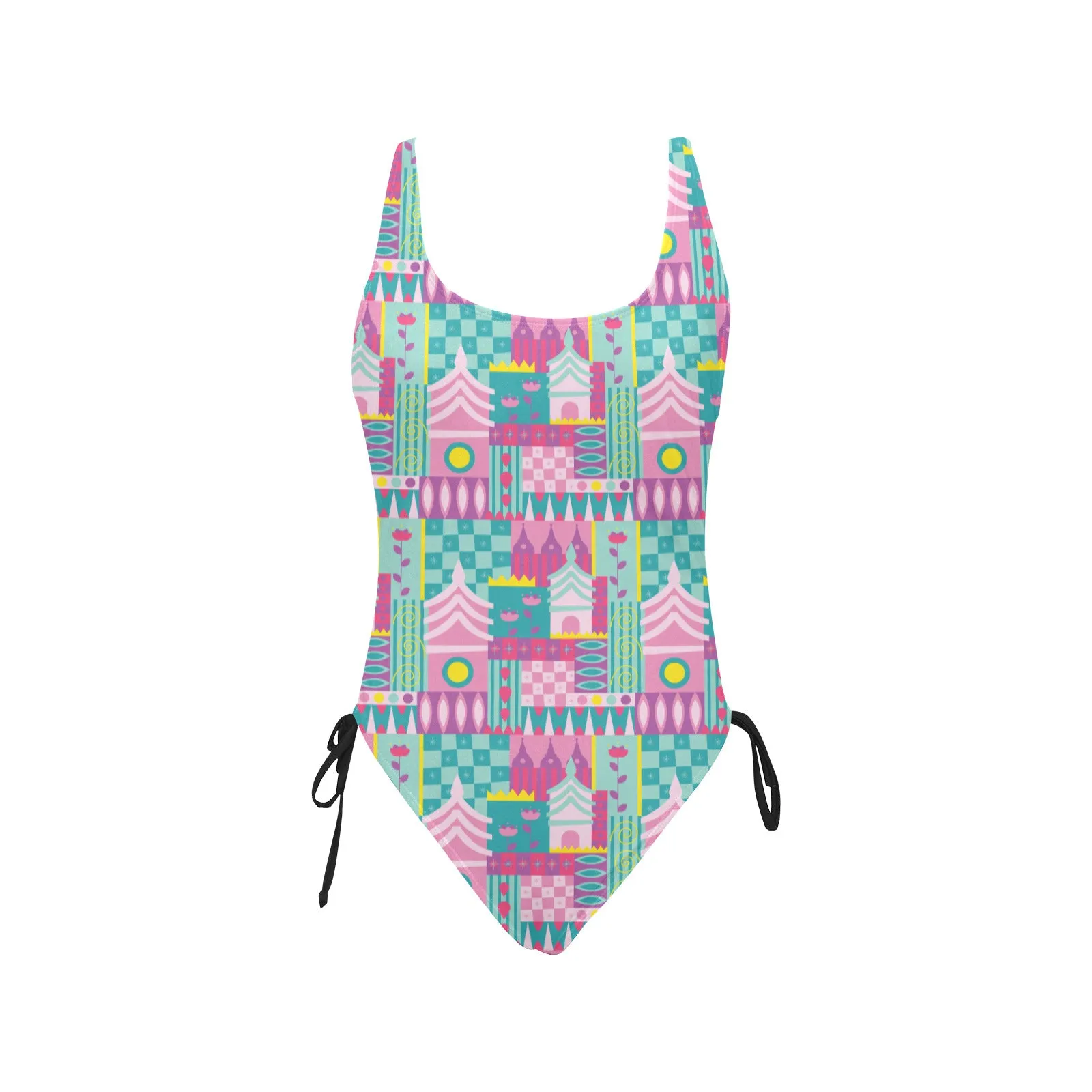 Small World Drawstring Side Women's One-Piece Swimsuit