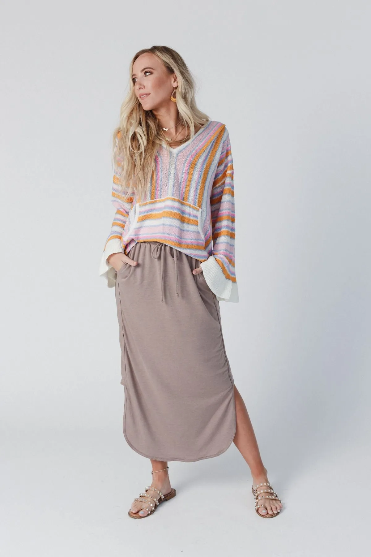 So Comfy Drawstring Maxi Skirt - Dark Taupe