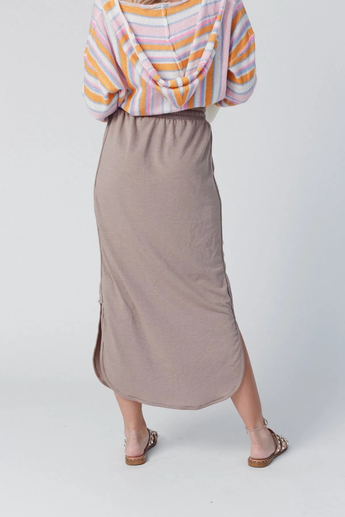 So Comfy Drawstring Maxi Skirt - Dark Taupe