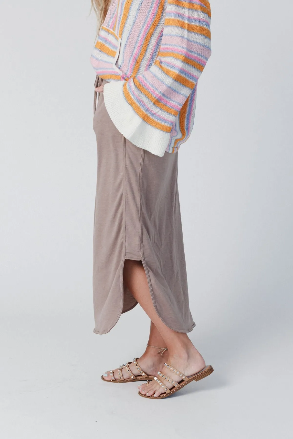 So Comfy Drawstring Maxi Skirt - Dark Taupe