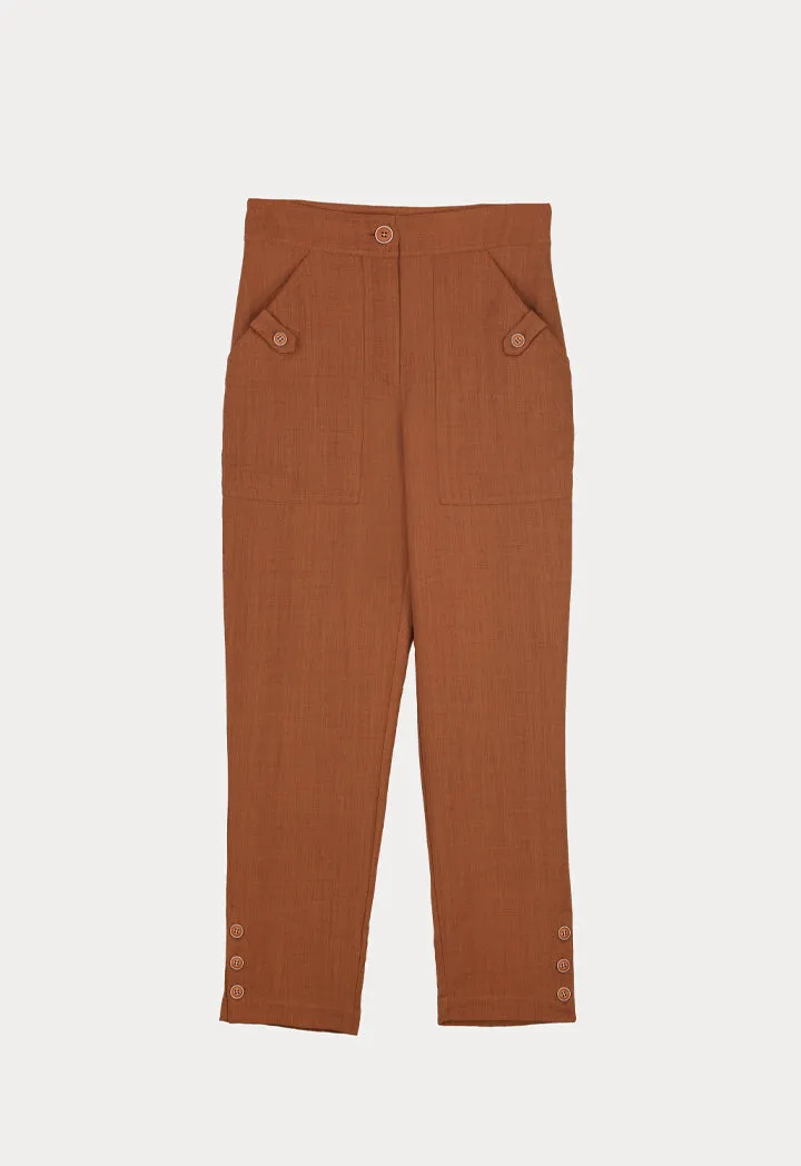 Solid Trouser With Buttoned Details