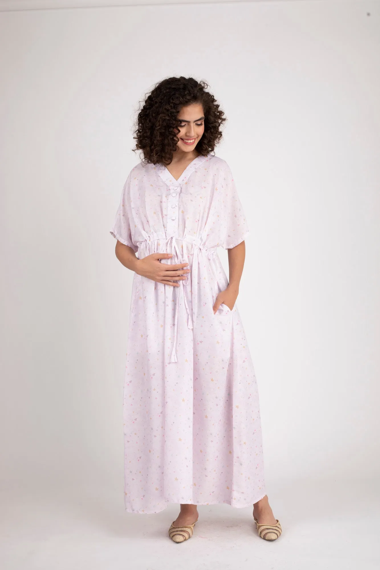 Starry Cloud Maternity & Nursing Dress / Delivery Gown/ Night Dress