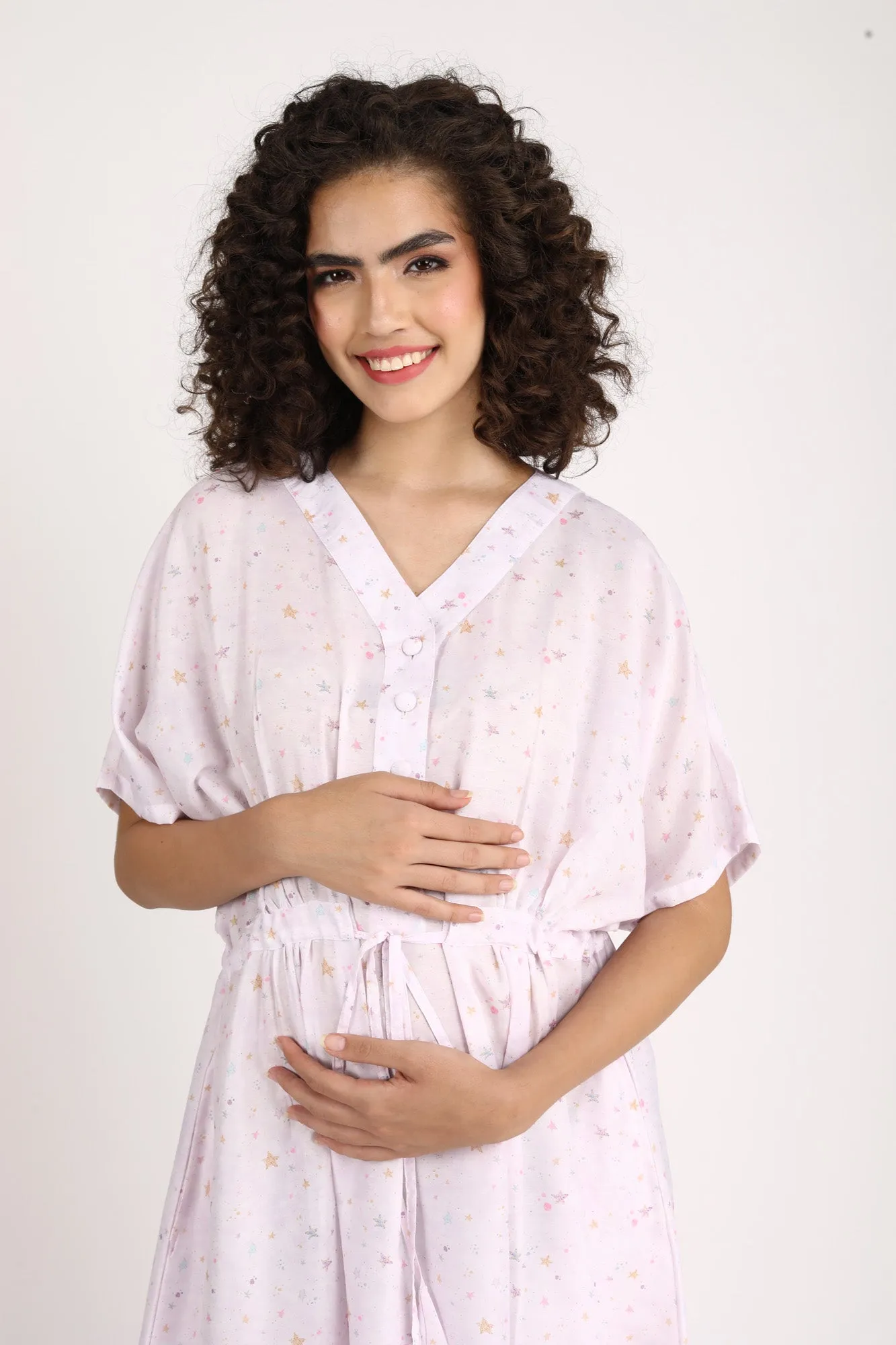 Starry Cloud Maternity & Nursing Dress / Delivery Gown/ Night Dress