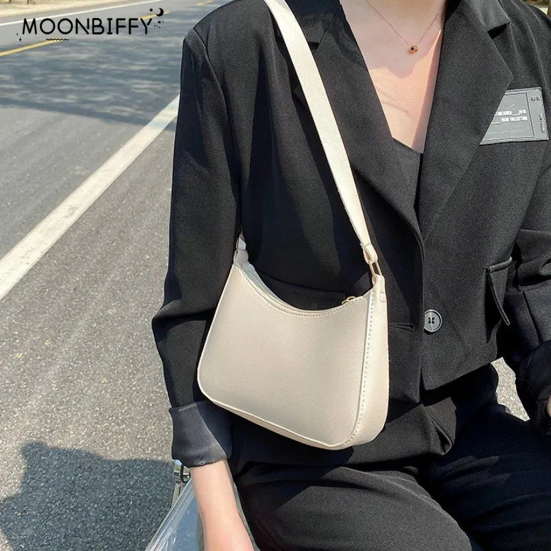 Stay Stylish and Organized with Our Large Capacity Underarm Shoulder Bag Lady Casual PU Leather