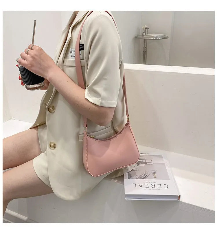 Stay Stylish and Organized with Our Large Capacity Underarm Shoulder Bag Lady Casual PU Leather