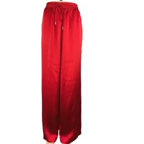 Steve Madden Dorian Satin Red High Rise Drawstring Ankle Wide Leg Pants Size L Tall