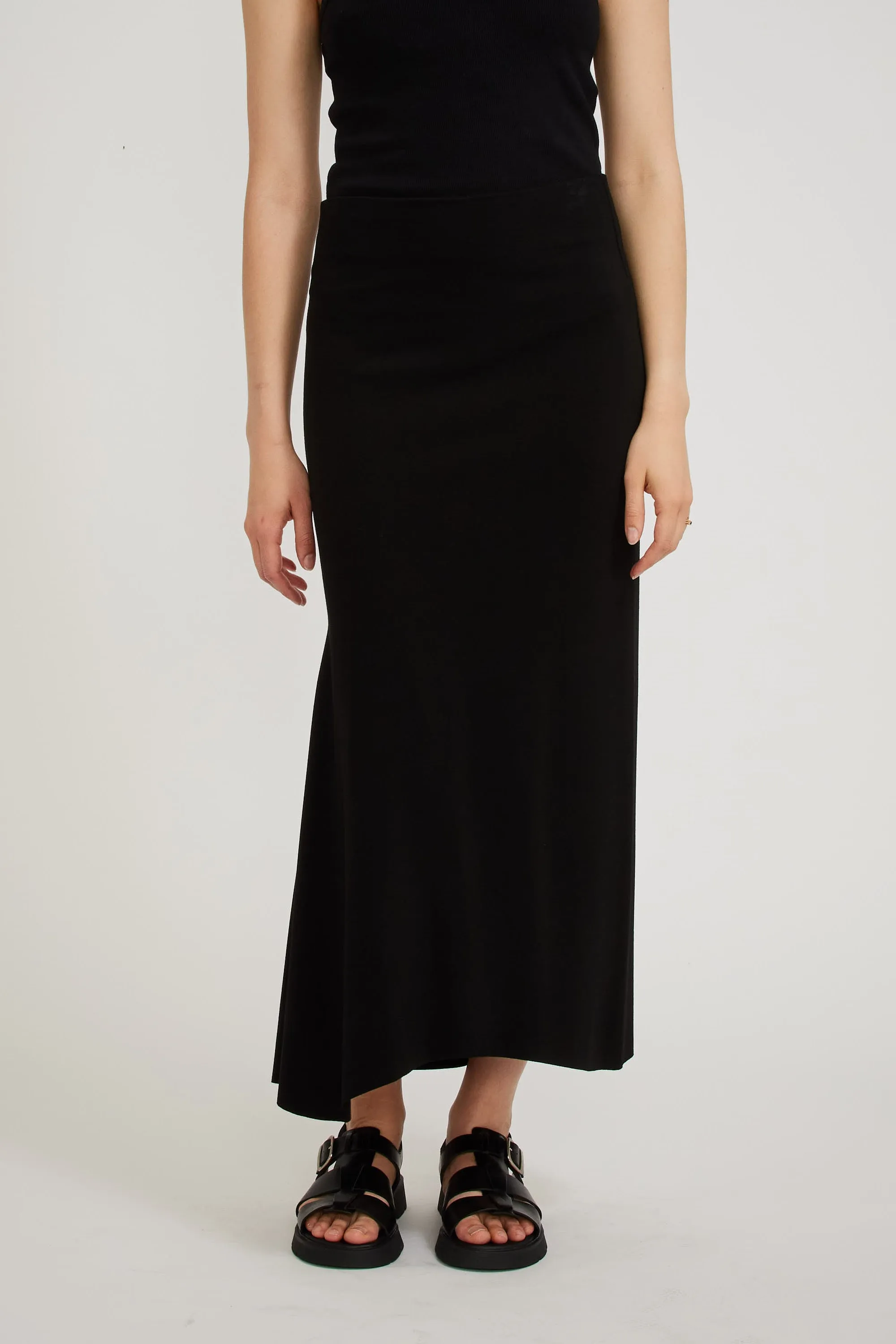 Stretch Tubular Flared Skirt Black