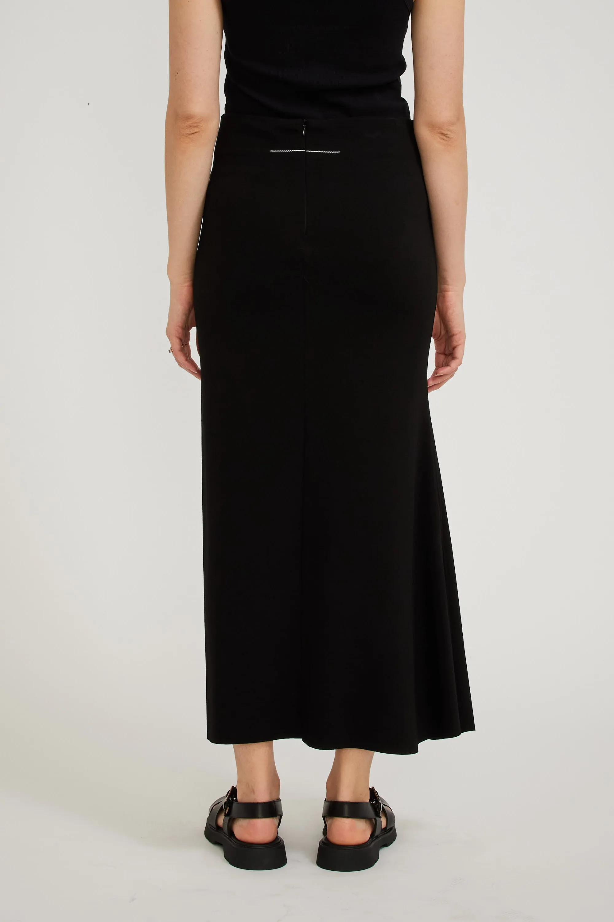 Stretch Tubular Flared Skirt Black