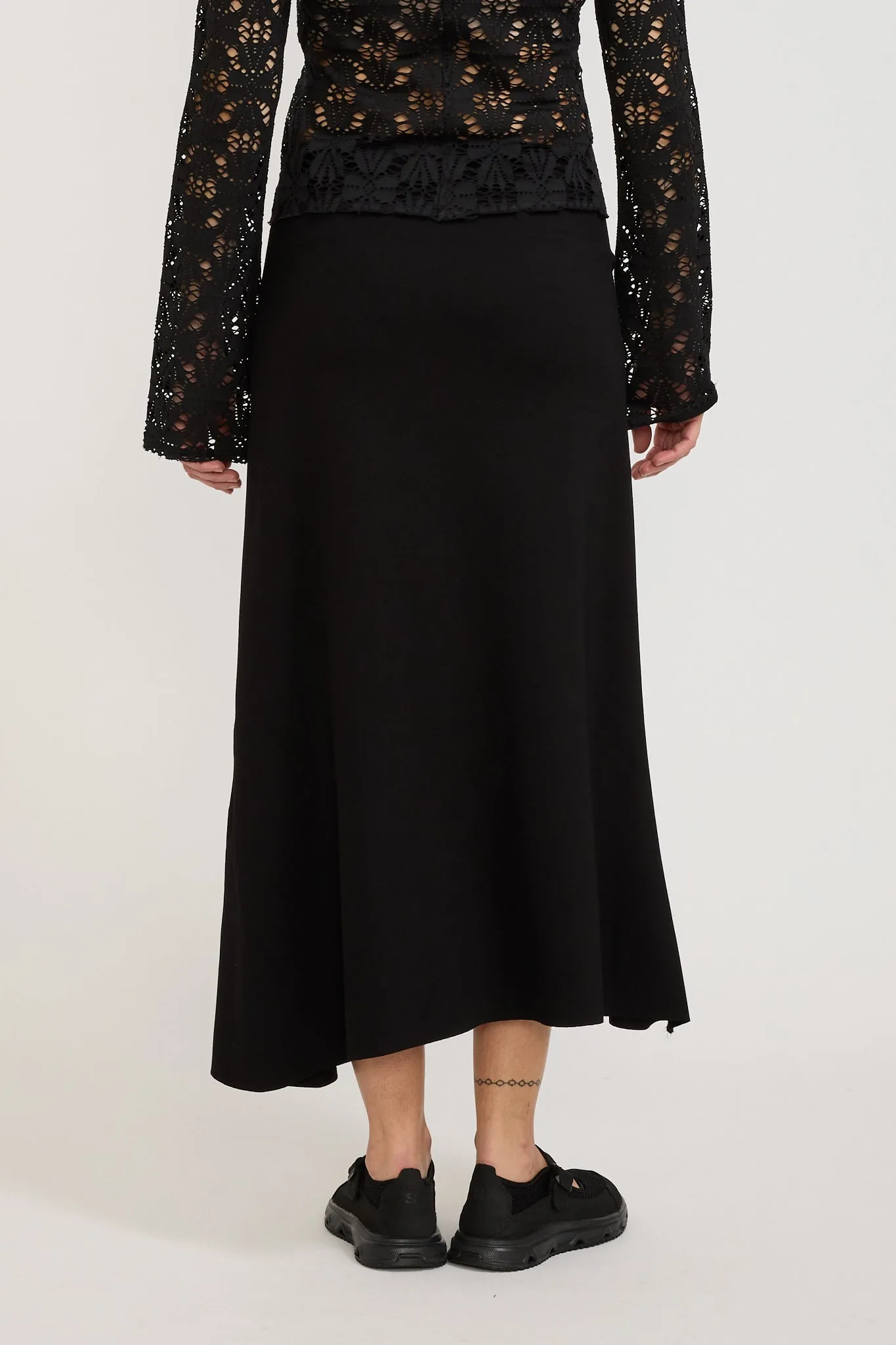 Stretch Viscose Flared Skirt Black