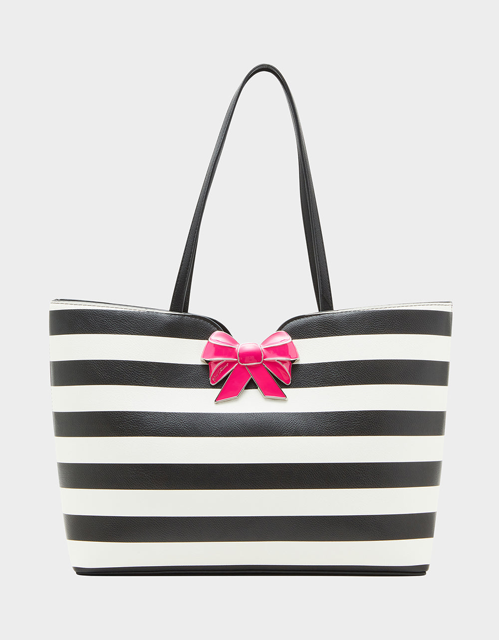 STRIPED BOW TOTE BLACK WHITE