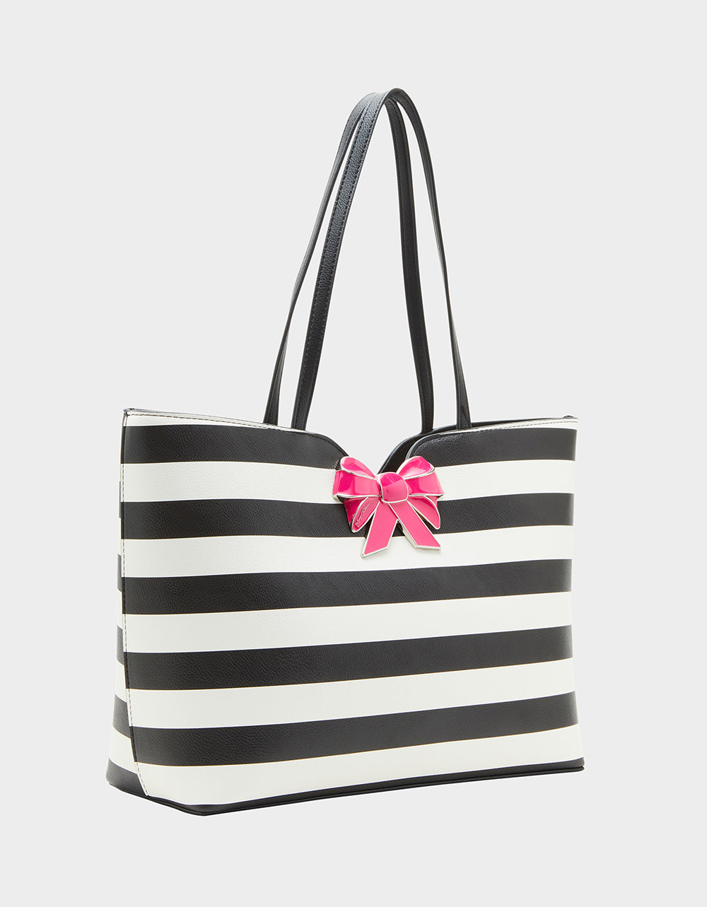 STRIPED BOW TOTE BLACK WHITE