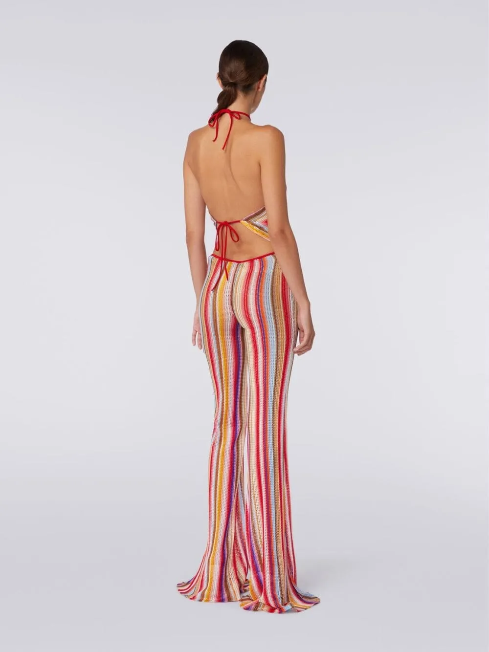 Striped Crochet Flared Pants