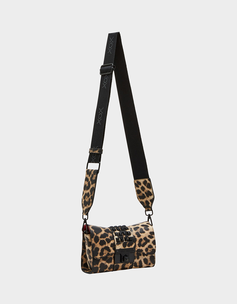 STUDDED CROSSBODY FLAP BAG LEOPARD