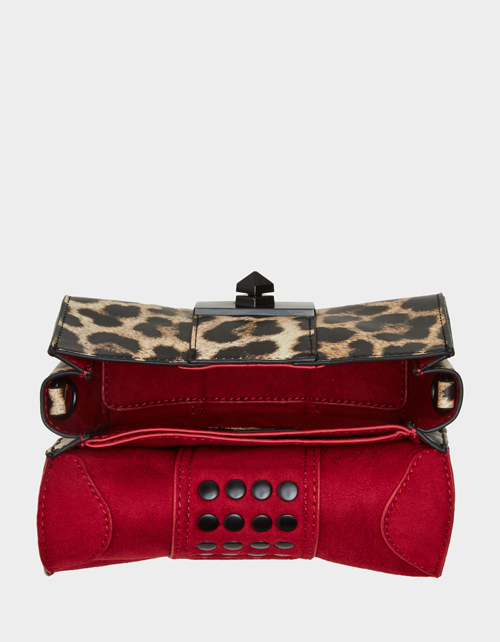 STUDDED CROSSBODY FLAP BAG LEOPARD