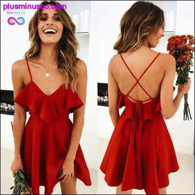 Summer Sexy Dress Women's 2019 Backless Cross Drawstring