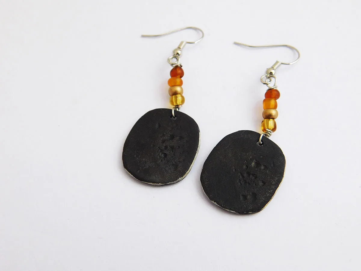 Sunflower Earrings Pewter Handmade Gift Ideas for Her Women Dangle Jewelry