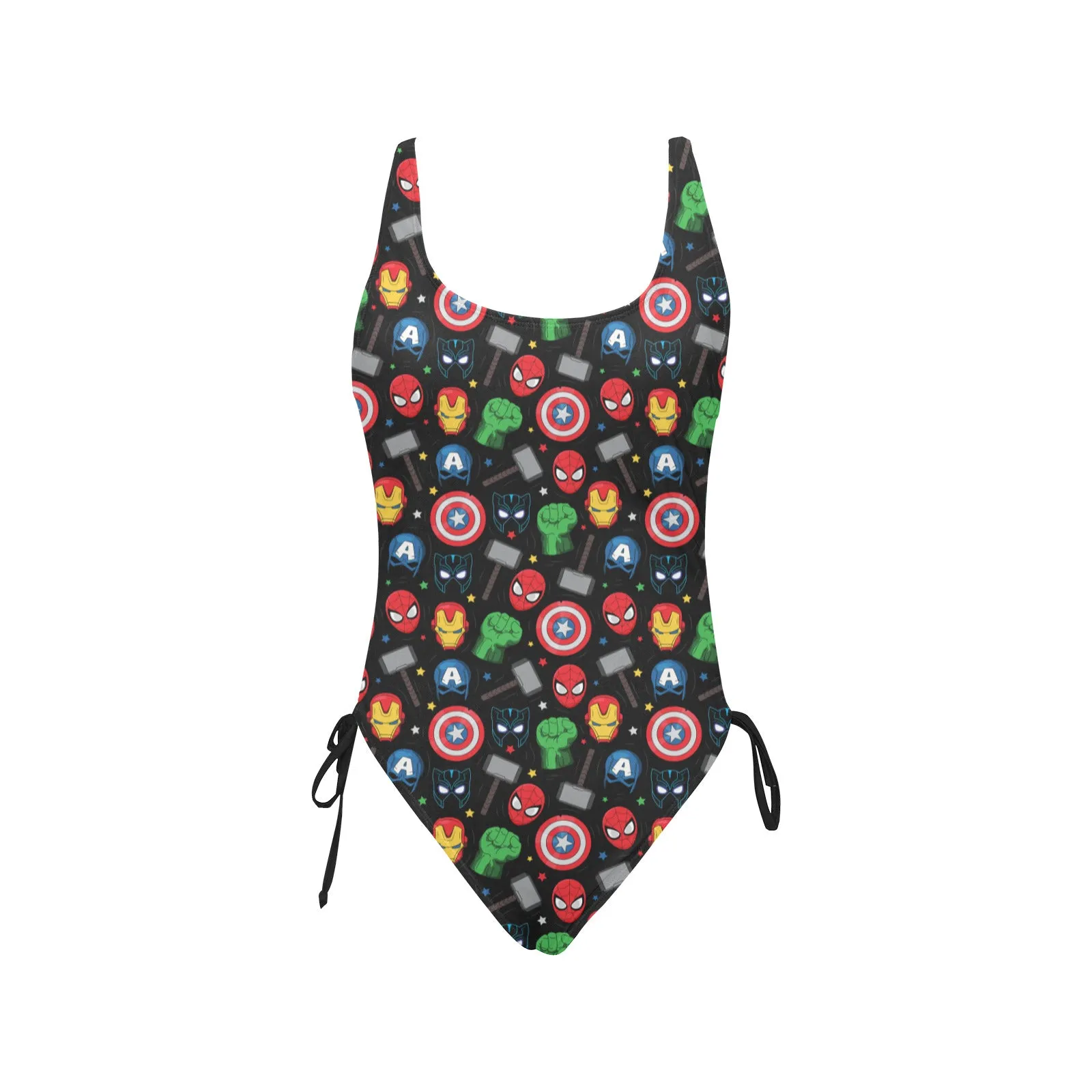 Super Heroes Drawstring Side Women's One-Piece Swimsuit